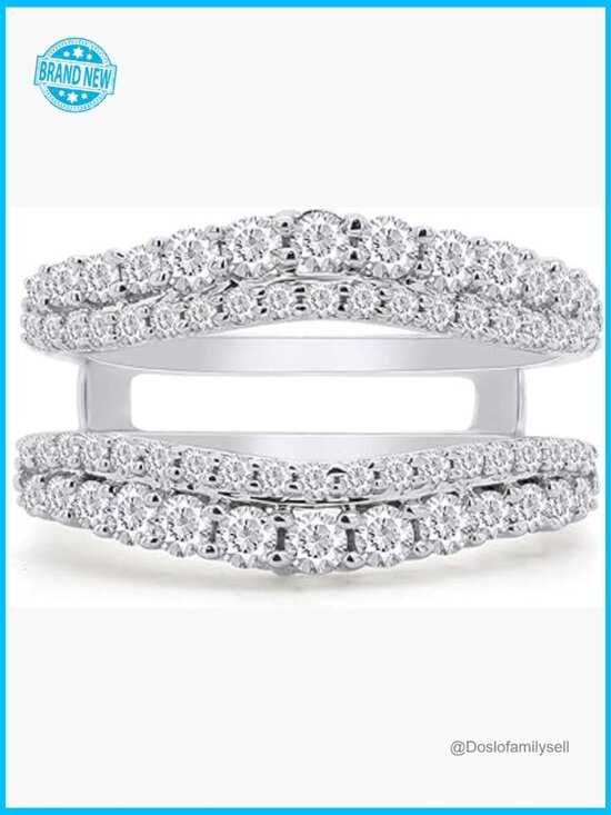 Jewelry - Curved Double Row Pave Ring Enhancer Stacking Fine Jewelry Elegant Wedding